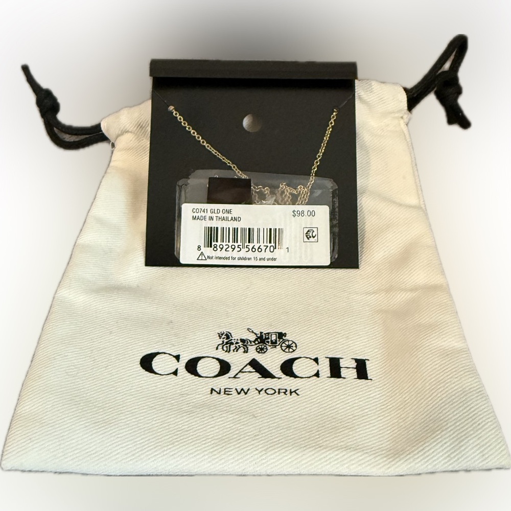 ♌️COACH♌️Leo Zodiac Gold Tone Necklace with Dust Bag/NWT - Picture 4 of 8